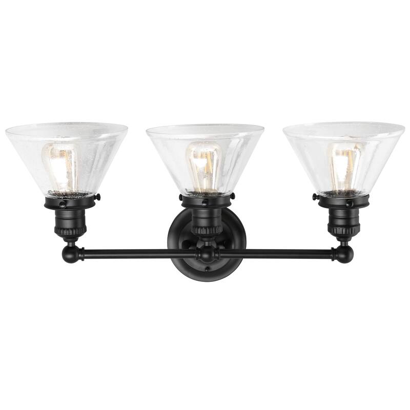 Augustin Transitional Indoor Dimmable 3-Light Bathroom Vanity Light Fixture - Matte Black