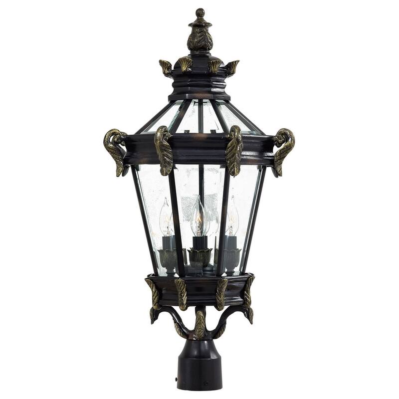 The Great Outdoors 4 Light Post Light from the Stratford Hall - Heritage with Gold Highlights