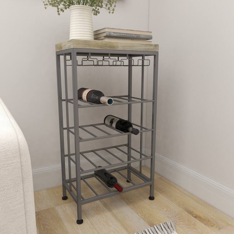 Iron/ Wood Industrial 36-inch Wine Rack - 19 x 11 x 36 - Overstock ...