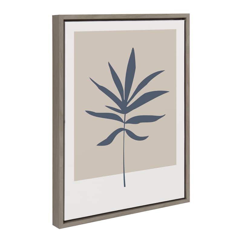 Kate and Laurel Blue Botanical Framed Canvas by Creative Bunch Studio - Grey - 18x24