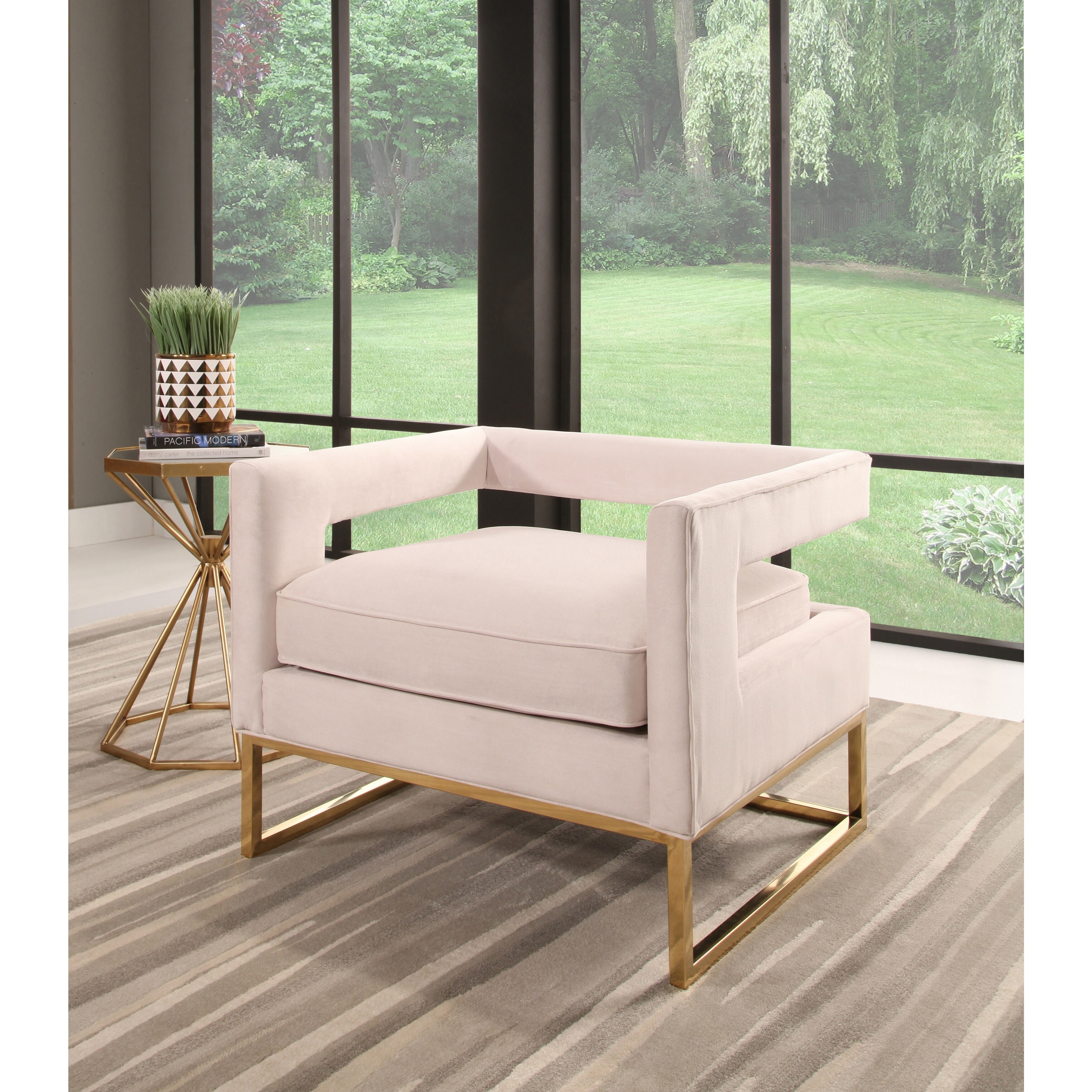Abbyson cromwell velvet accent chair outlet