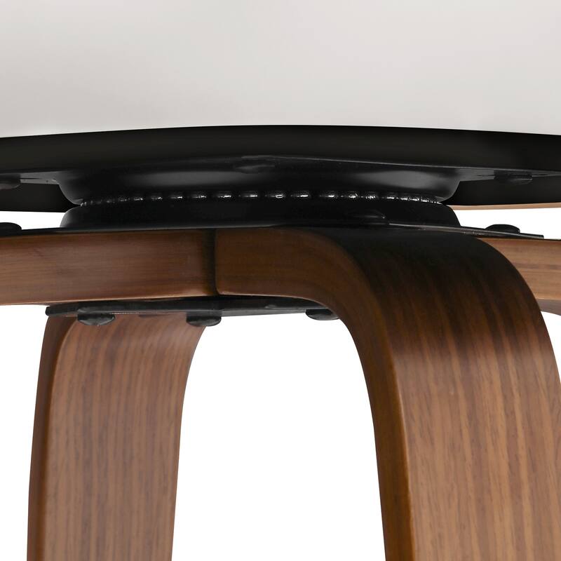 26.in Modern Set of 3 Leather Bar Stool Swivel Upholstered Hollow Back Counter Height Barstool with Wood Frame