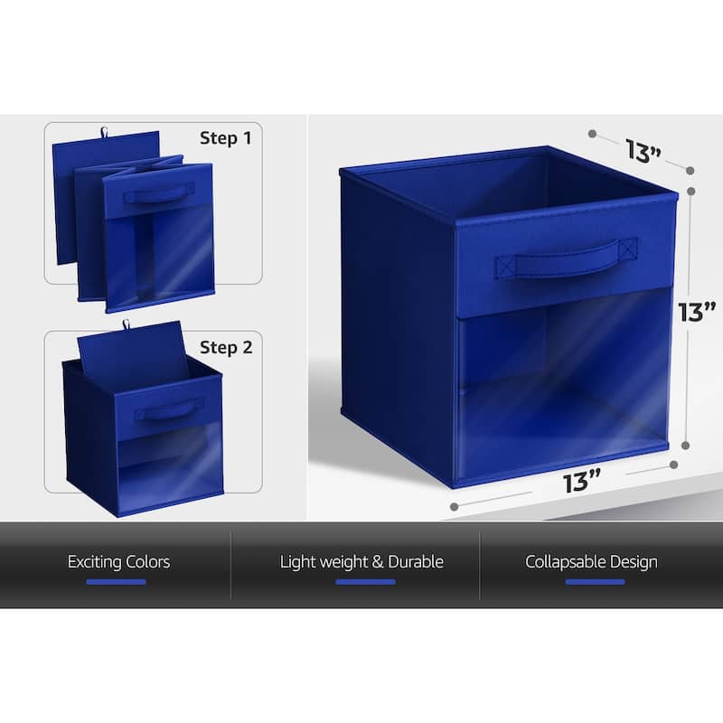 Sorbus Storage Bins with Clear Window - 6-Pack Foldable Baskets - 13 x 13 x 13 in storage cubes