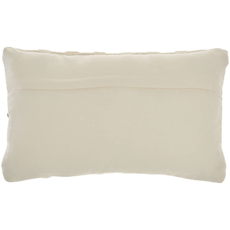 12" X 20" Sage and Ivory Striped Cotton Blend Throw Pillow With Texture