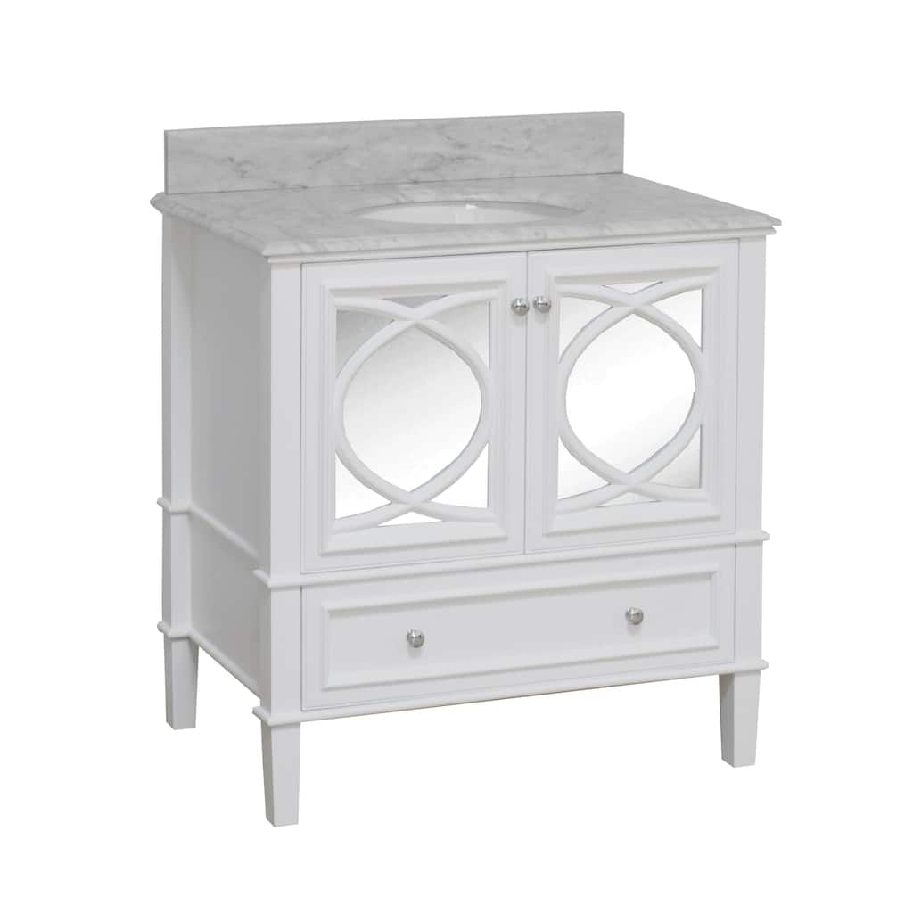KitchenBathCollection Olivia 36" Bathroom Vanity with Carrara Marble Top