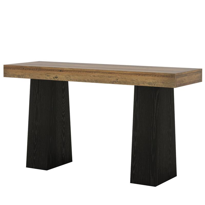 63-Inch Bar Table, Wood Rustic Counter Height Pub Table