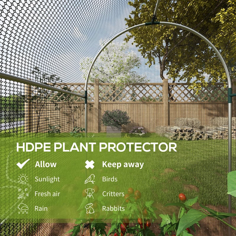 Outsunny 4' x 8' Crop Cage, Plant Protection Tent with Zippered Door and Galvanized Steel Frame, Fruit Cage Netting Cover