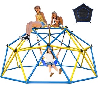 Jungle Gym 10ft Climbing Dome with Swing, Outdoor Playset with Monkey Bars for Kids Supports 800LBS Backyard Climbing Toys