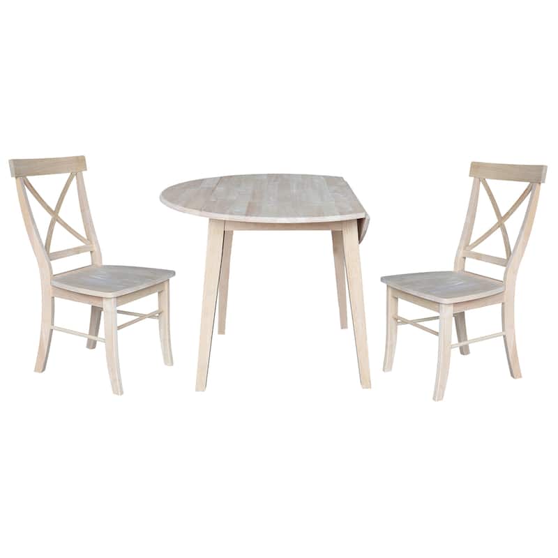 42" Solid Wood Round Dual Drop Leaf Table with Dining Chairs