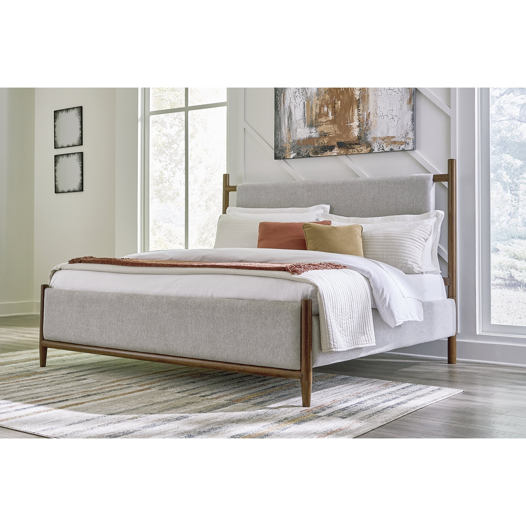 Lyncott Upholstered Bed - Light Gray/Brown Lyncott Upholstered Bed - Light Gray/Brown