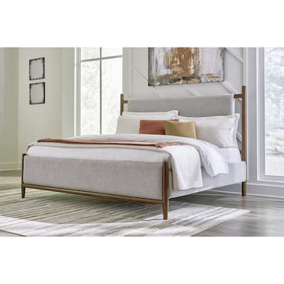 Signature Design by Ashley Lyncott Gray/Brown Upholstered Panel Bed