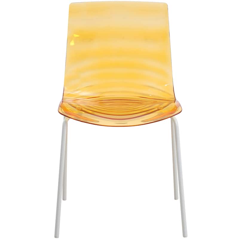 Ergonomic Dinning Chair Ripple Design in White Base Seat Set of 4