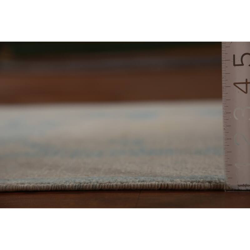 Hand Knotted Oriental 100% Wool Carpet Transitional Floral Navy Blue & Blues Oushak Runner Rug - 13' 6'' X 3' 4''