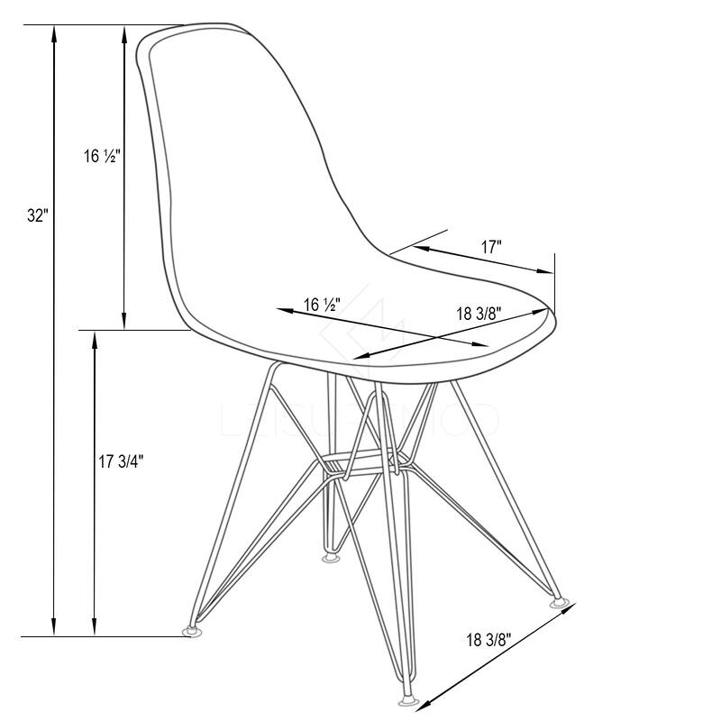 LeisureMod Cresco Molded 2-Tone Eiffel Side Chair - White Blue - 17"L x 18.4"W x 32"H - White Blue