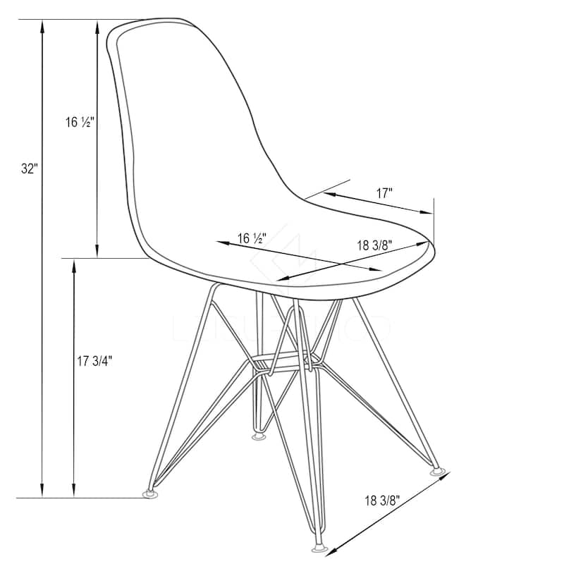 Cresco Ergonomic Modern Shell Seat Dining Chair with Chrome Eiffel Base and Curved Back Accent Side Chair (Set of 4)