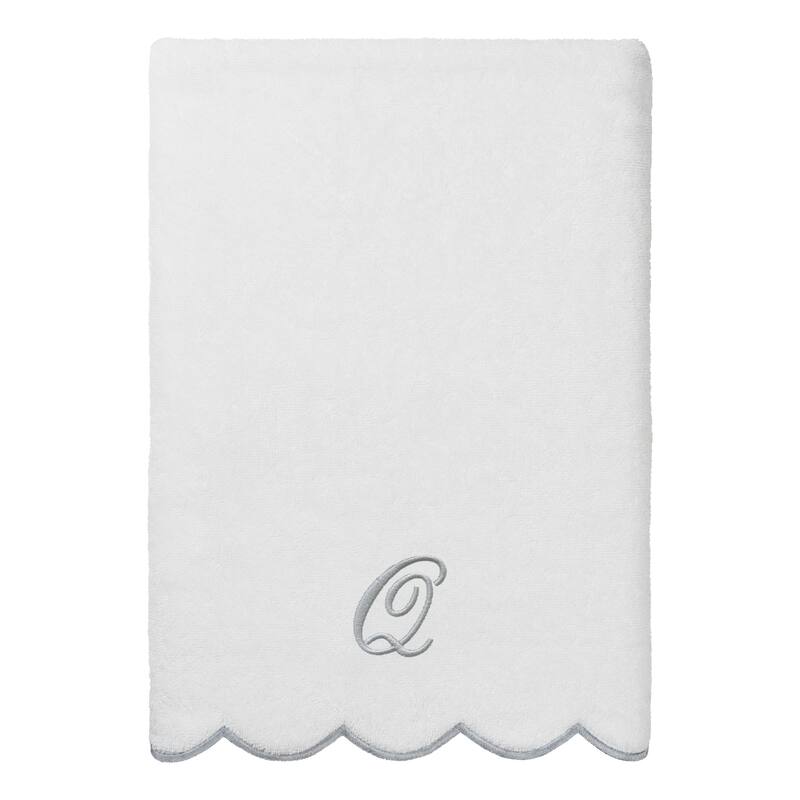 Authentic Hotel and Spa 100% Turkish Cotton Grey ADORNIA Scallop Personalized 3 Piece Towel Set - 3 Piece Set