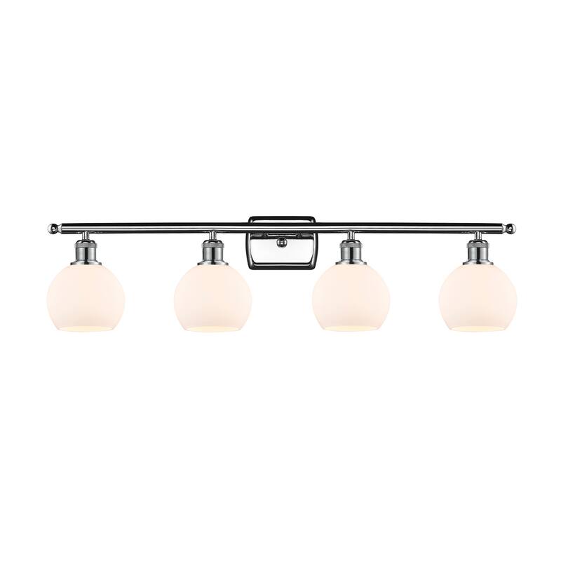 Innovations Lighting Athens - 4 Light 36" Bath Vanity Light - 6" Shade - Matte White/Polished Chrome Finish