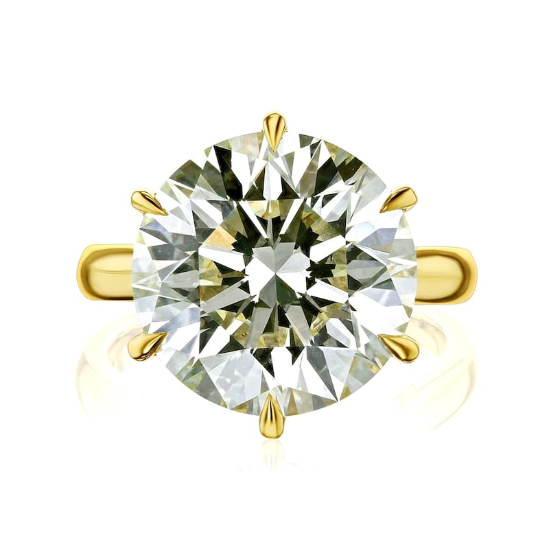 Kobelli 10.51 Carat Natural Diamond GIA Certified 18k Solid Gold Round Solitaire Cathedral One-of-a-Kind Katz Engagement Ring