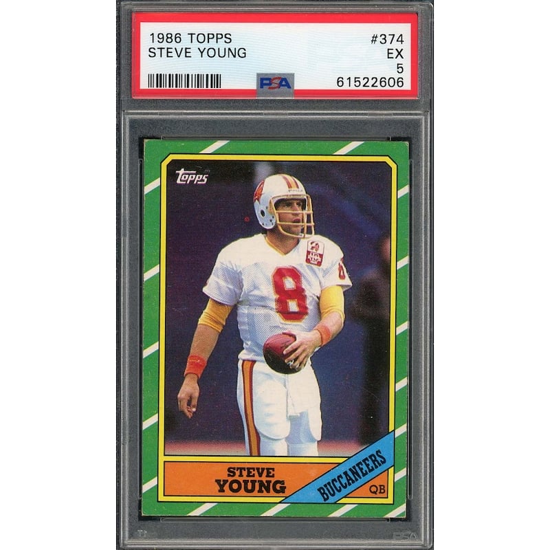 Steve Young 1986 Topps Football Rookie Card RC #374 Graded PSA 5 - 8'6" x 11'6"