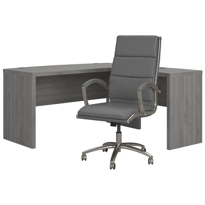 Echo L Shaped Bow Front Desk with Chair by Bush Business Furniture