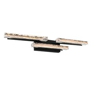 Valira Integrated LED Black Vanity Light with Handcrafted Glass