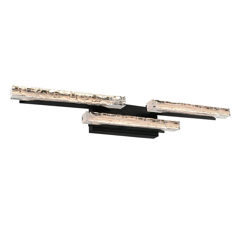 Valira Integrated LED Black Vanity Light with Handcrafted Glass