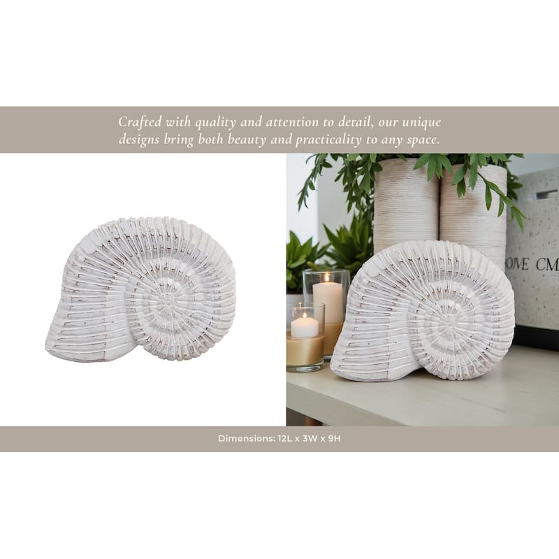 Handcrafted Wooden Nautical Shell Figurine Coastal-Inspired Details
