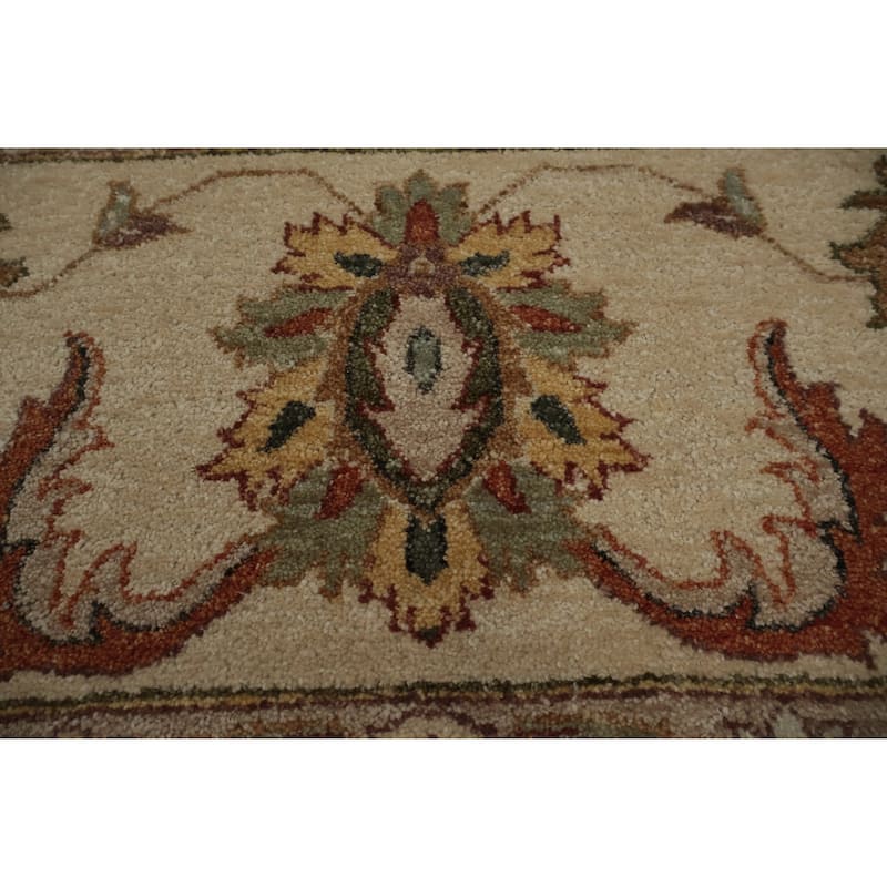 Hand Knotted Oriental 100% Wool Carpet Traditional All-Over Beige & Ivories Peshawar Area Rug - 12' 4'' X 8' 10''
