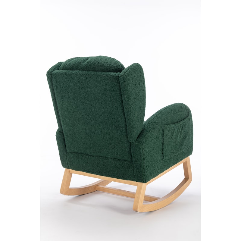 Teddy Fabric Rocking Chair With Packet Wood Legs