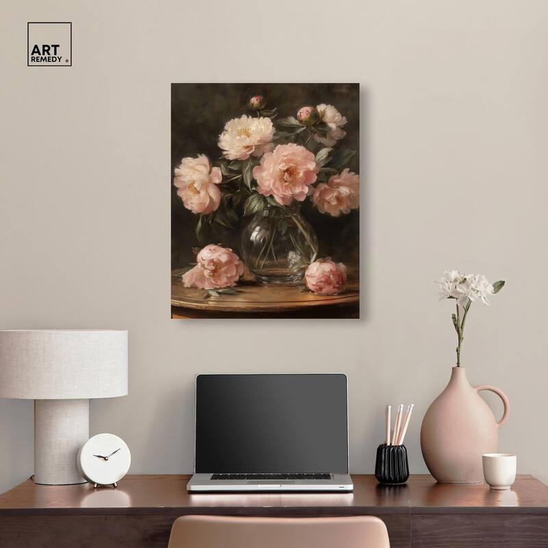 Vintage Velvet Vase Canvas by Art Remedy, Gallery Wrapped