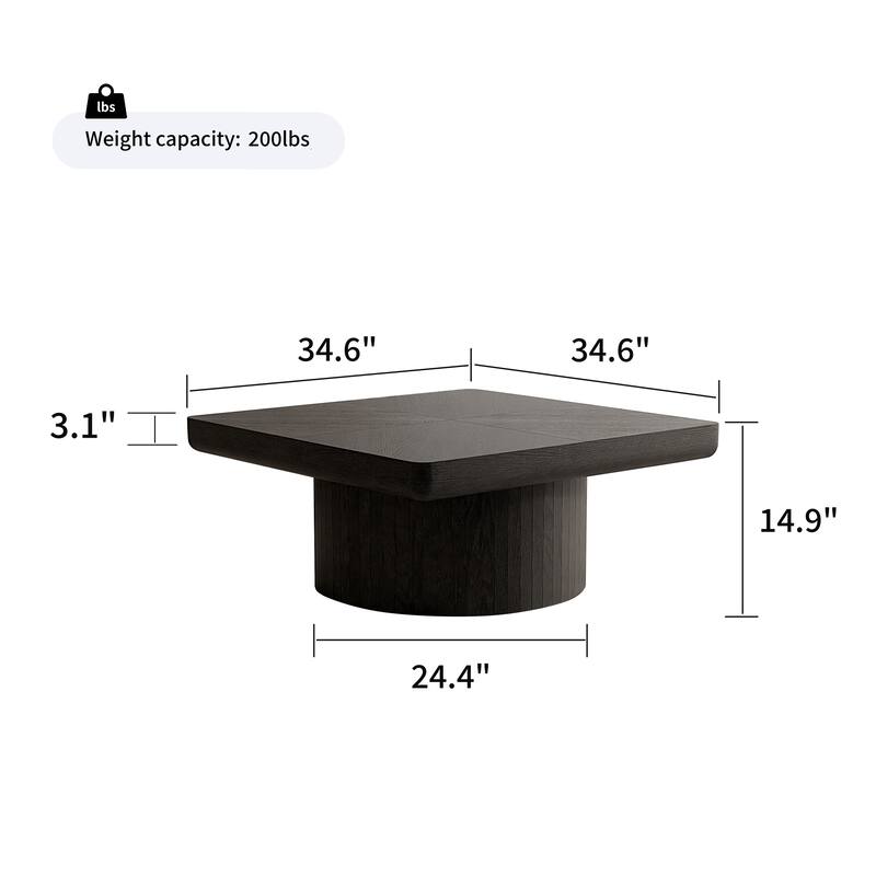 34.6'' Square Coffee Table for Living Room