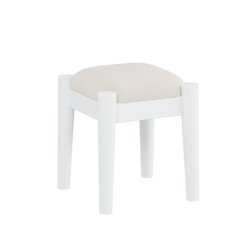 2-Piece Makeup Vanity Set with Upholstered Stool, Makeup Vanity Dressing Table with Power Outlet & USB Port (No Mirrors)