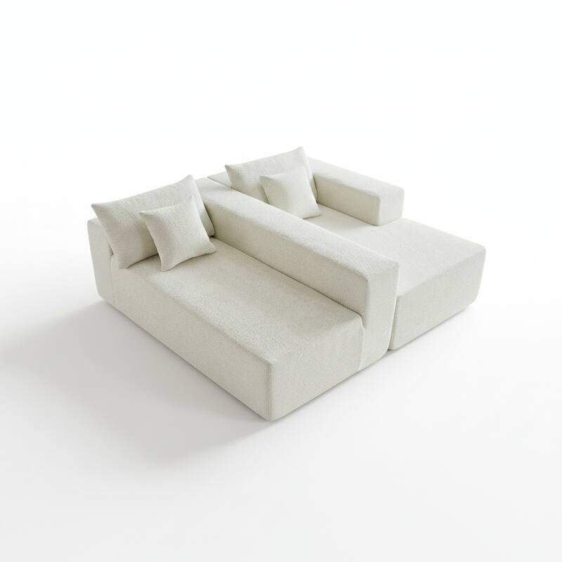 103.54" L-Shaped Modern High-Density Sponge Velvet Modular Sectional Sofa with Chaise & Pillows