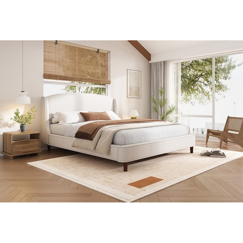 Christopher Knight Home - Monroe Wingback Upholstered King Size Platform Bed