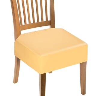 PU Dining Chair Seat Covers, Stretch Chair Cushion Slipcovers, Waterproof Rear Covers Protector - 4Pcs