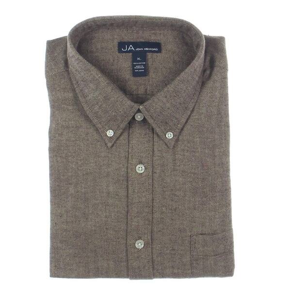 Shop John Ashford Mens Button Down Shirt Herringbone Long Sleeves