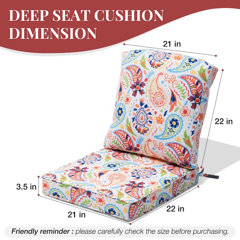 22 x 21 in Patio Premium fabric Outdoor Seat Cushions Set (Seat & Back)