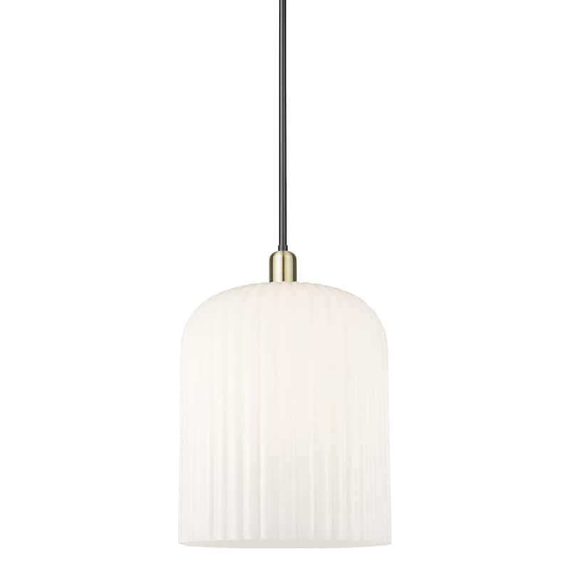 Innovations Lighting 716-1S-18-12 Bridal Veil Pendant Bridal Veil 12" - Black Antique Brass / Gloss White