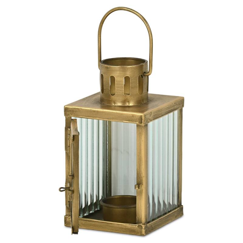 Marzanna 6.75" Fluted Glass & Metal Lantern - N/A