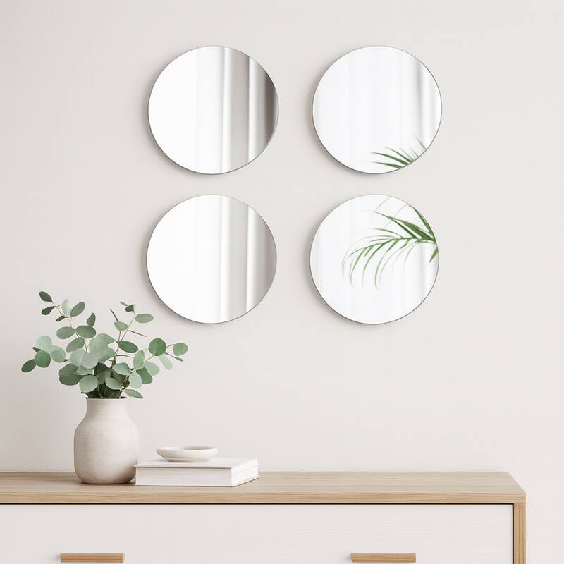 Small Decorative Wall Self Adhesive Shaped Mirrors - Set of 4