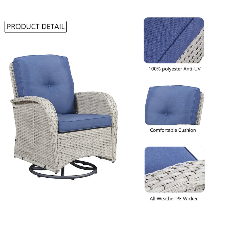Gymojoy 5 PCS Outdoor Loveseat Sofa with Table and Swivel Rocker Chair Set