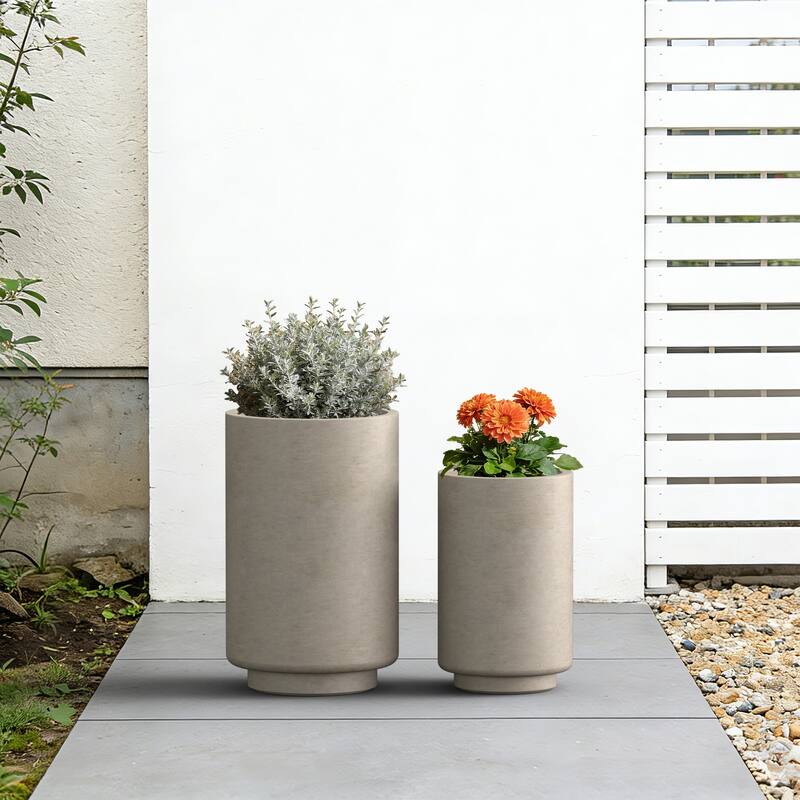 Concrete Cylindrical Planter with Drainage Hole for Indoor & Outdoor