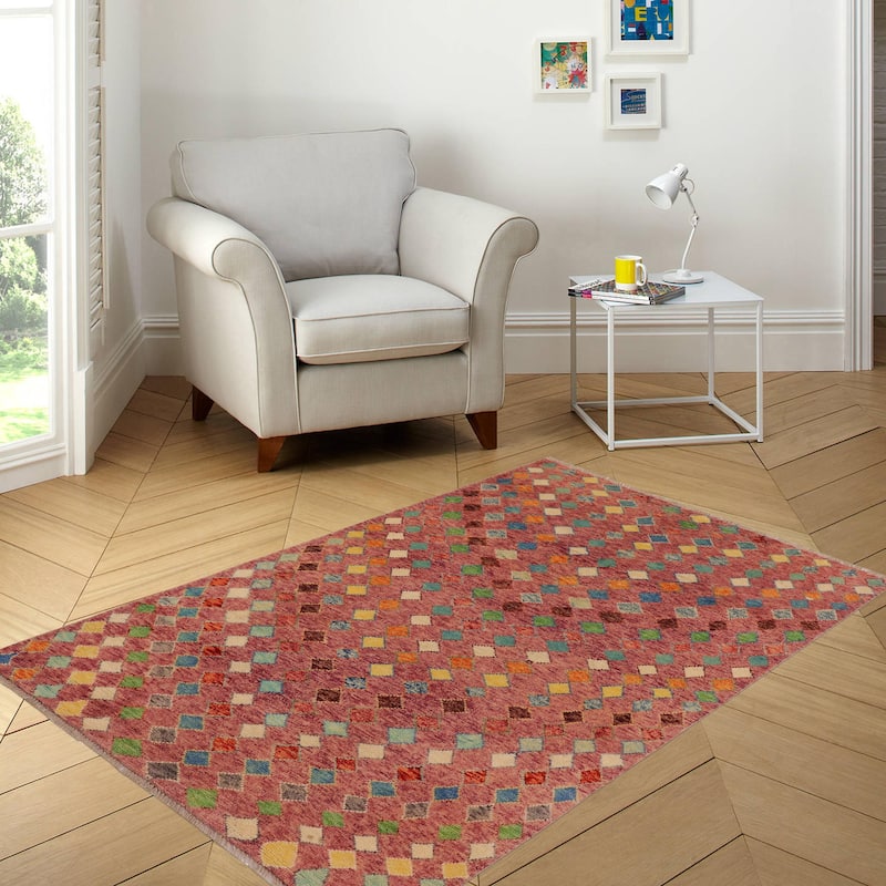 Boho Chic Balochi Burgess Purple/Blue Hand Knotted Wool Rug - 3'11'' x 5'11''