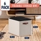 preview thumbnail 29 of 64, Foldable Collapsible Storage Box Bins Linen Fabric Shelf Basket Cube Organizer with Leather Handles - Set of 6