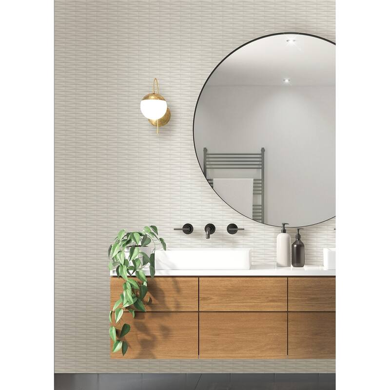 A-Street Prints Gator White Geometric Stripe Wallpaper