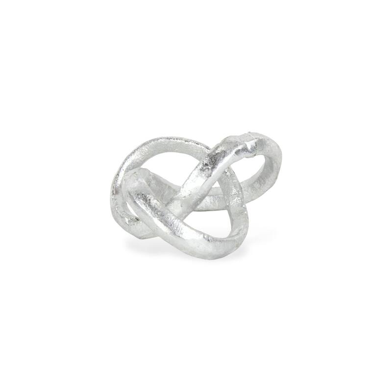 HomeRoots 6" Silver Cast Iron Modern Abstract Infinity Knot Tabletop Sculpture - 5.75' X '3.25' X '5.25