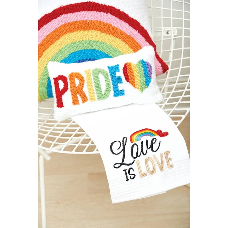 6" x 12" Pride Heart Rainbow Hooked Decorative Love is Love Throw Pillow