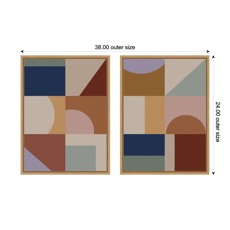 Kate and Laurel Modern Bohemian Pattern 2 Piece Framed Canvas Wall Art Set by The Creative Bunch Studio