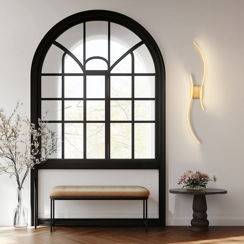 YANSUN 1000mm Dual-Wave Battery Wall Light, 6000mAh, Indoor Use, Spray Gold Finish for Elegant Lighting - 39.37*7*6.22
