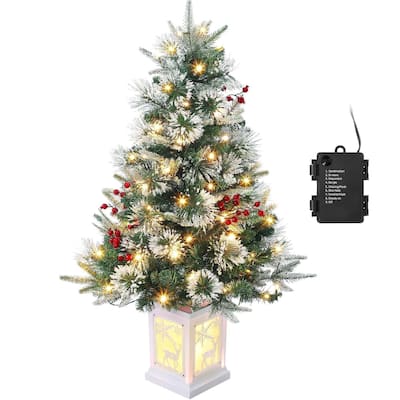 3FT Artificial Desktop Small Christmas Tree, Deer lightbox Box